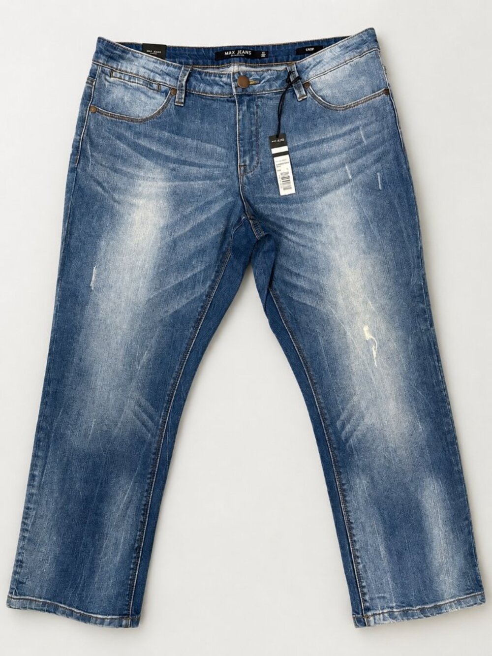 Max Jeans Mid Rise Faded Womens Crop Jeans Size 12 NWT